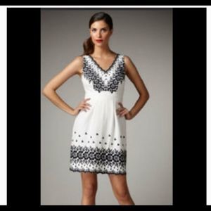 Kate Spade White With Navy Embroidery Fit Flare Dress